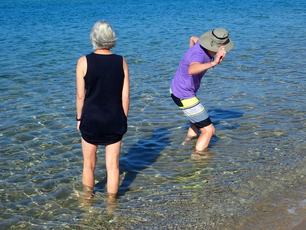 Skipping rocks at Glen Haven Beach in the Sleeping Bear Dunes National Lakeshore