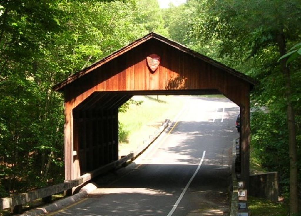 The covered bridge at the beginning of the Pierce Stocking Scenic Drive in Sleeping Bear Dunes National Lakeshore