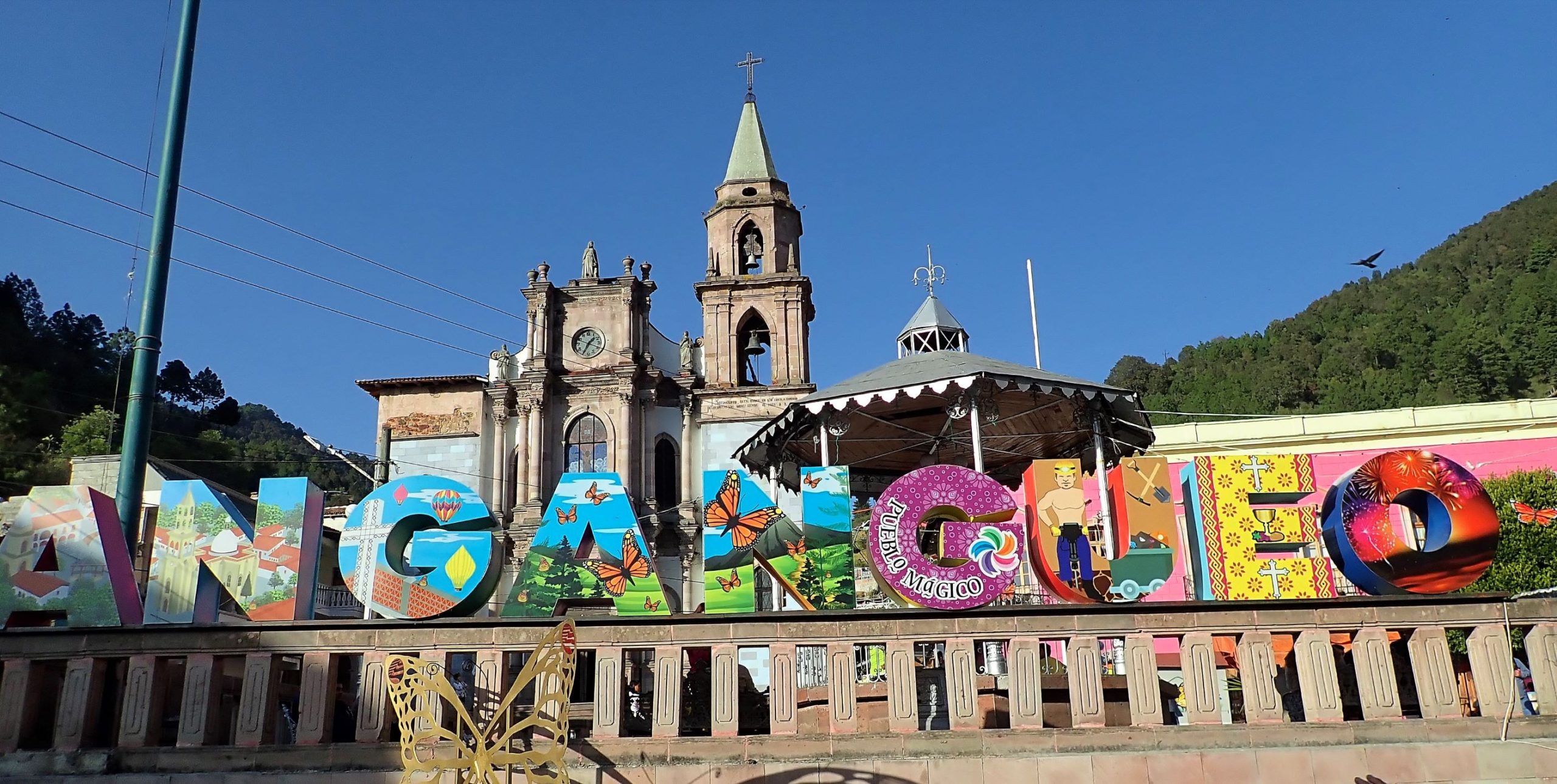 The town of Angangueo, Mexico.  It's very close to the nature reserves where it's possible to observe the migration of the monarch butterflies. 