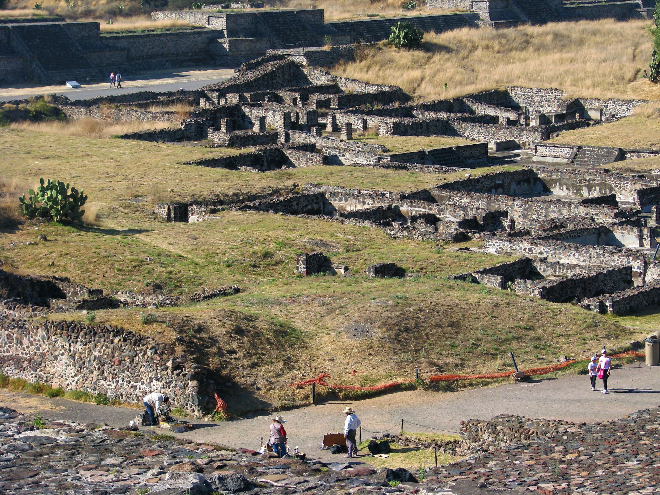 View form the top of the Pyramid of the Sun in Teotihuacán , Mexico