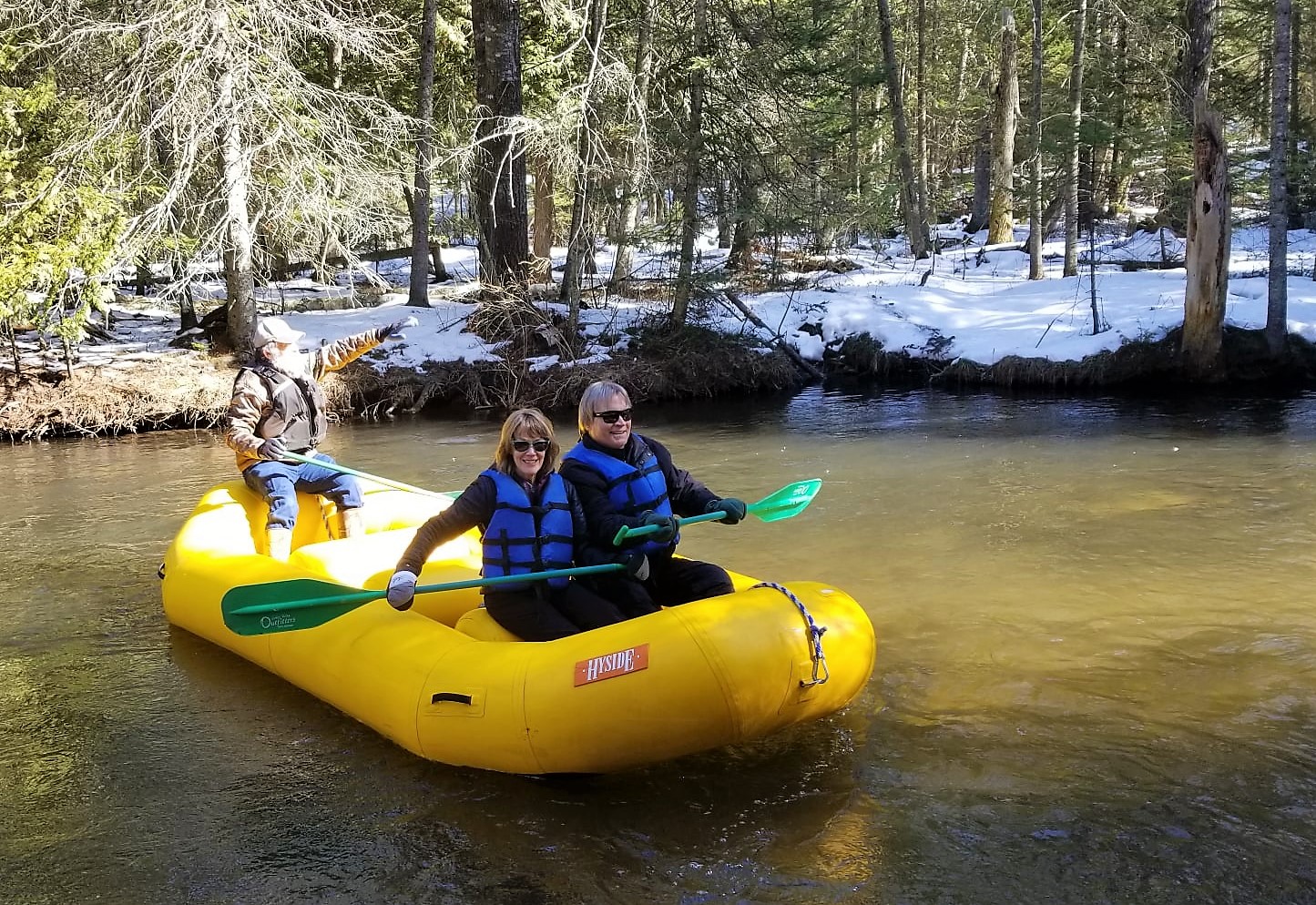 Unique things to do near Traverse City in the winter: raft the Jordan River!