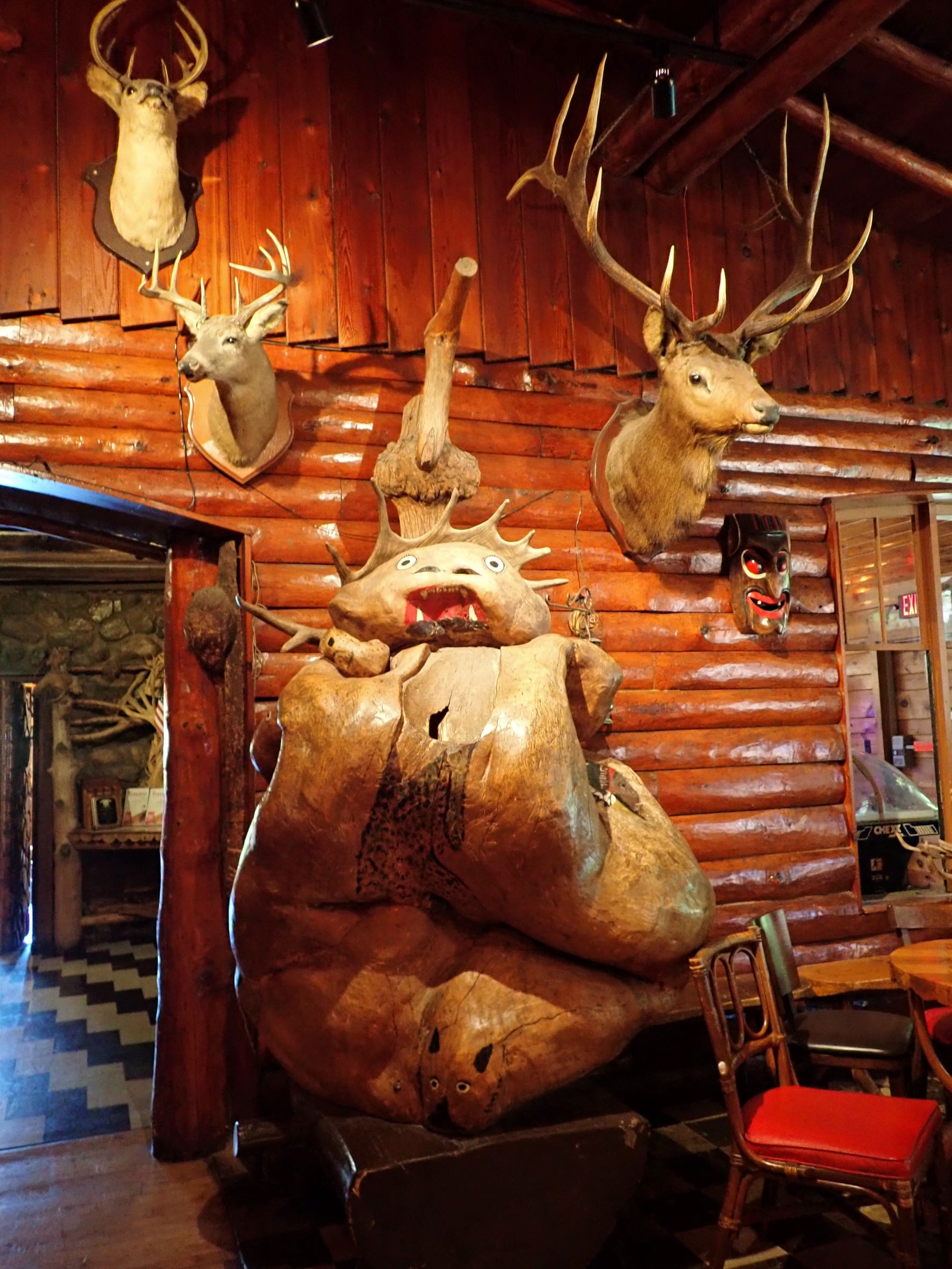 Interior of Legs Inn of Cross Village, Michigan