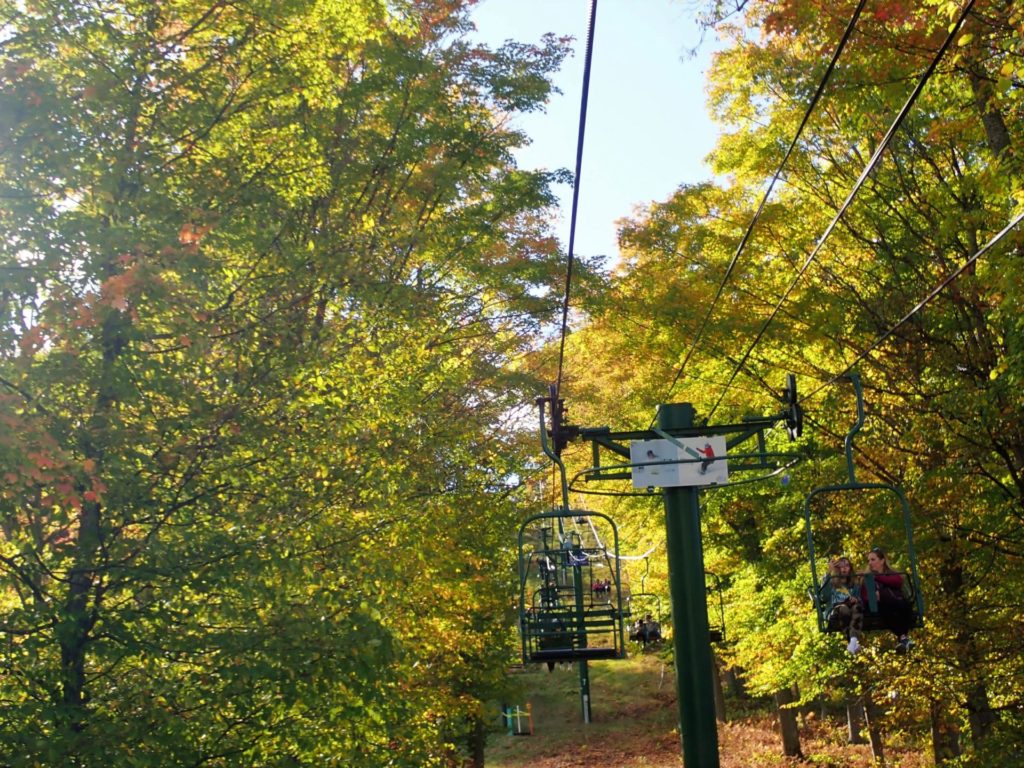 Ride the chairlift at Boyne Mountain Resort for a views of fall color