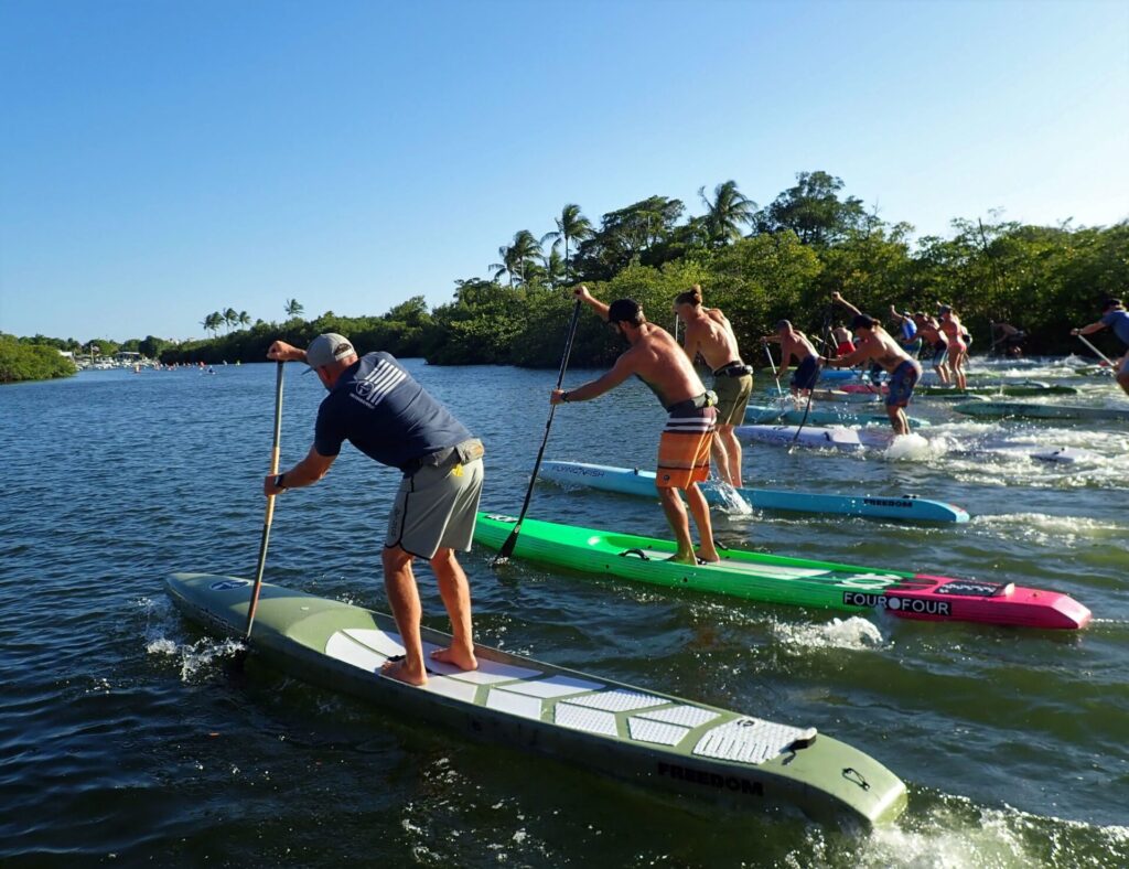 Paddleboard race night at Guanabanas located in Jupiter, Florida