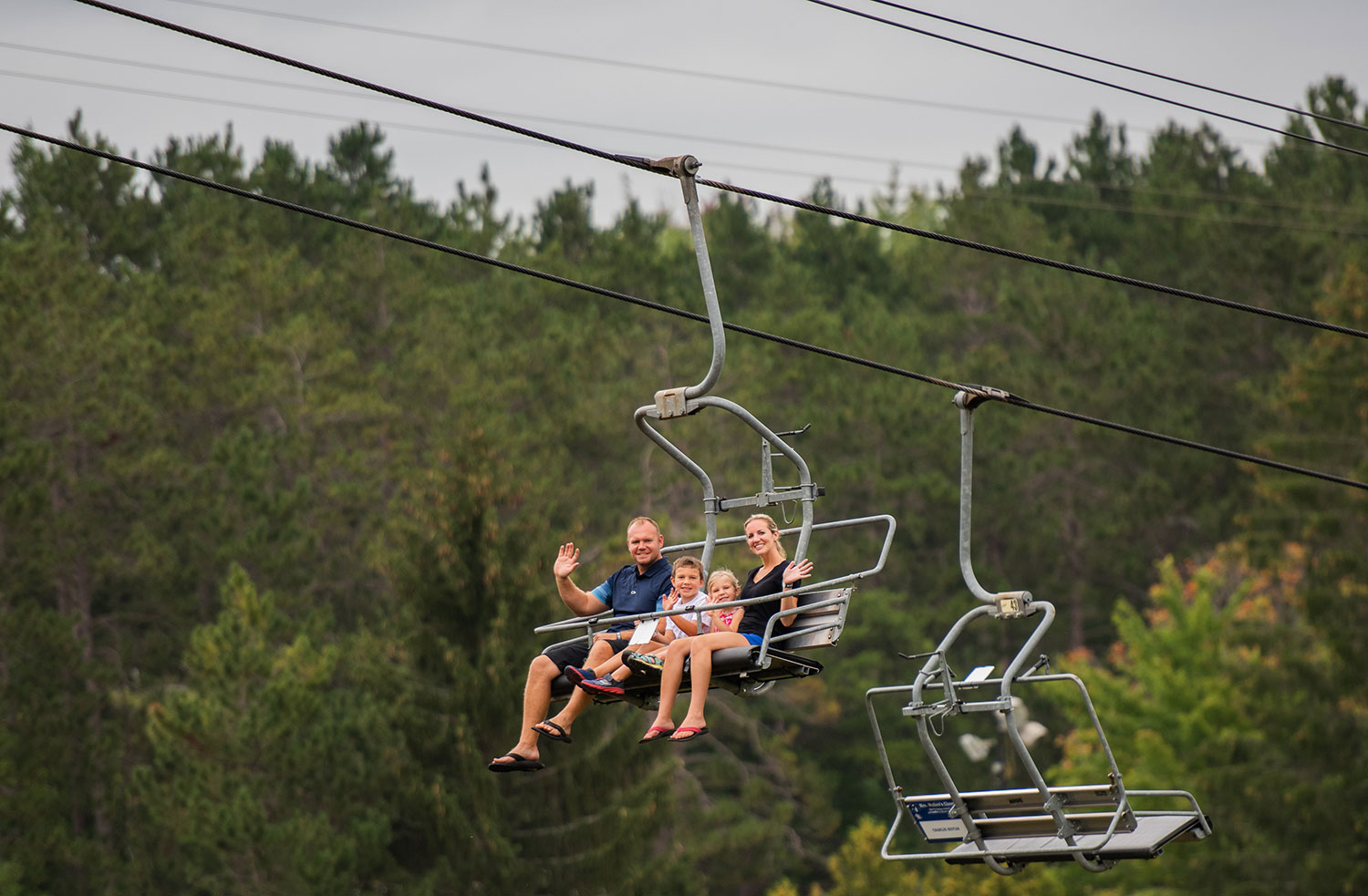 Scenic chair lift ride at Crystal Mountain Resort in northern Michigan