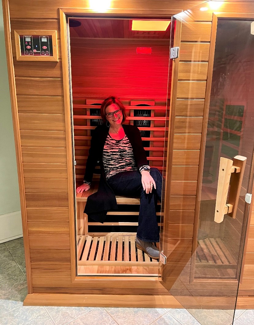 The sauna in the Fern Decco room at the Hotel Frankfort