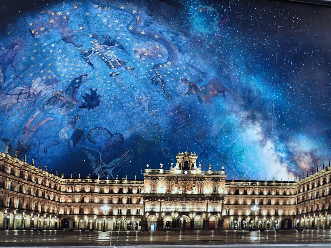 Poster depicting the Cielo de Salamanca painting over Salamanca's Plaza Major