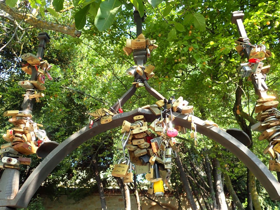 Couples hang padlocks on the well in the Garden of Calixto and Melibea as a sign of their everlasting love