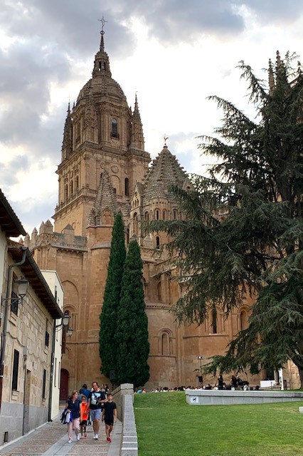 Walking toward the Old Cathedral in Salamanca, Spain