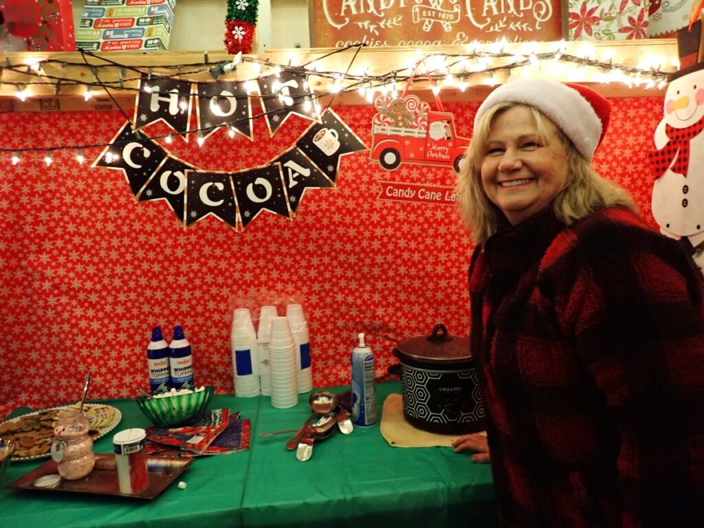 A complimentary hot cocoa bar in Christmas Alley the Saturday before Christmas. 