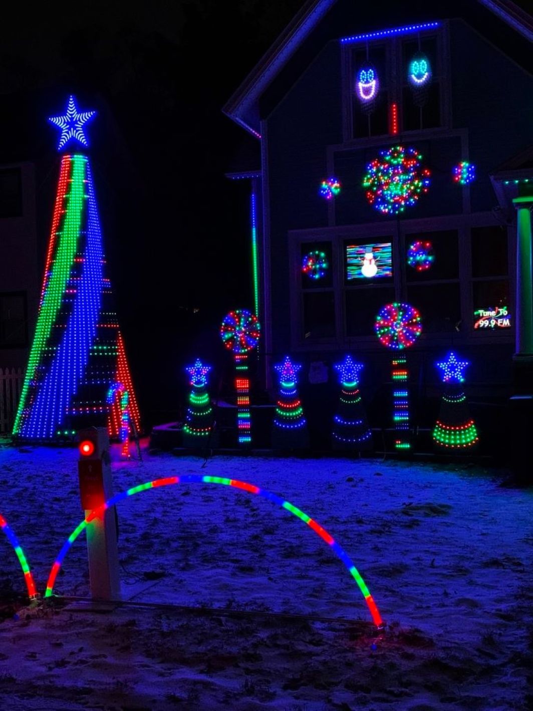 Tune in your radio for dancing lights that are synced to music at the corner of Railroad and State in Traverse City.