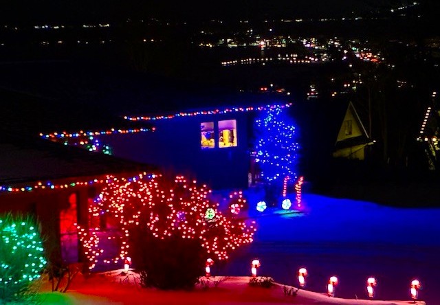 Christmas lights in Traverse City, view from Wayne Hill