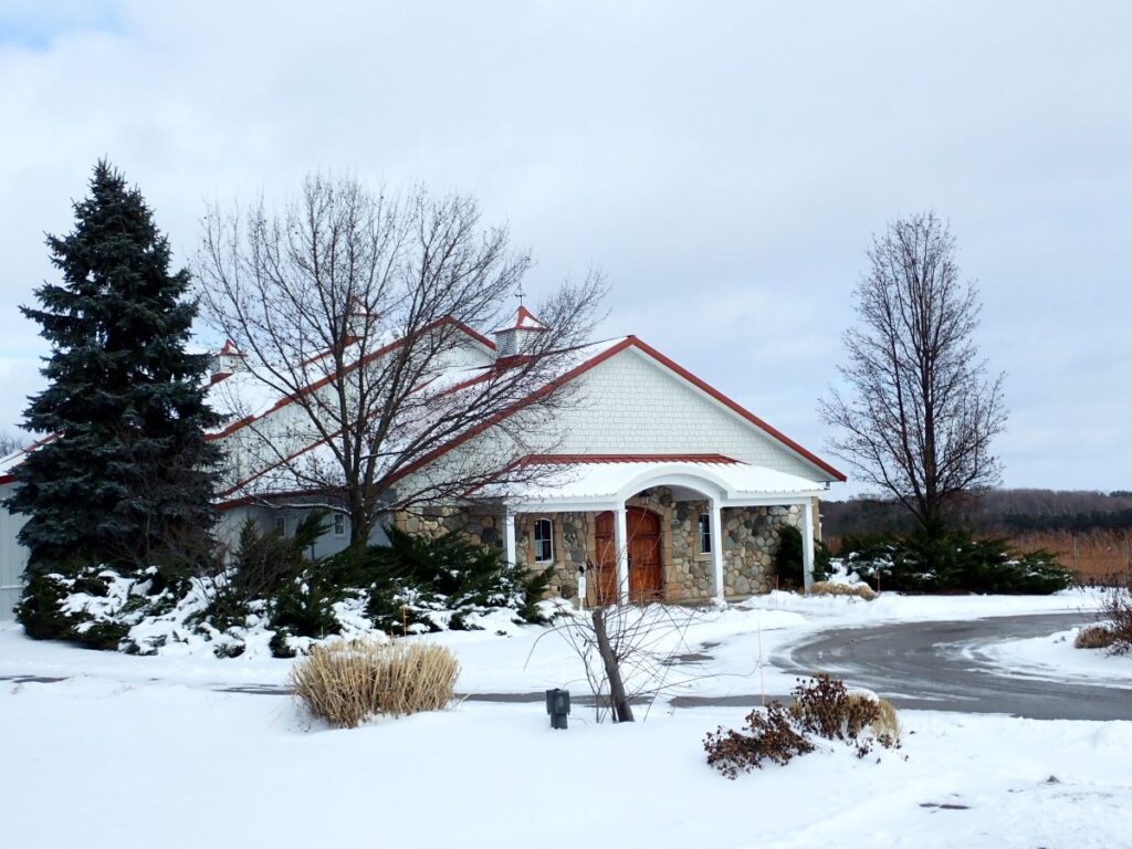 You can snowshoe through the vineyards at Brys Estate on Old Mission Peninsula.