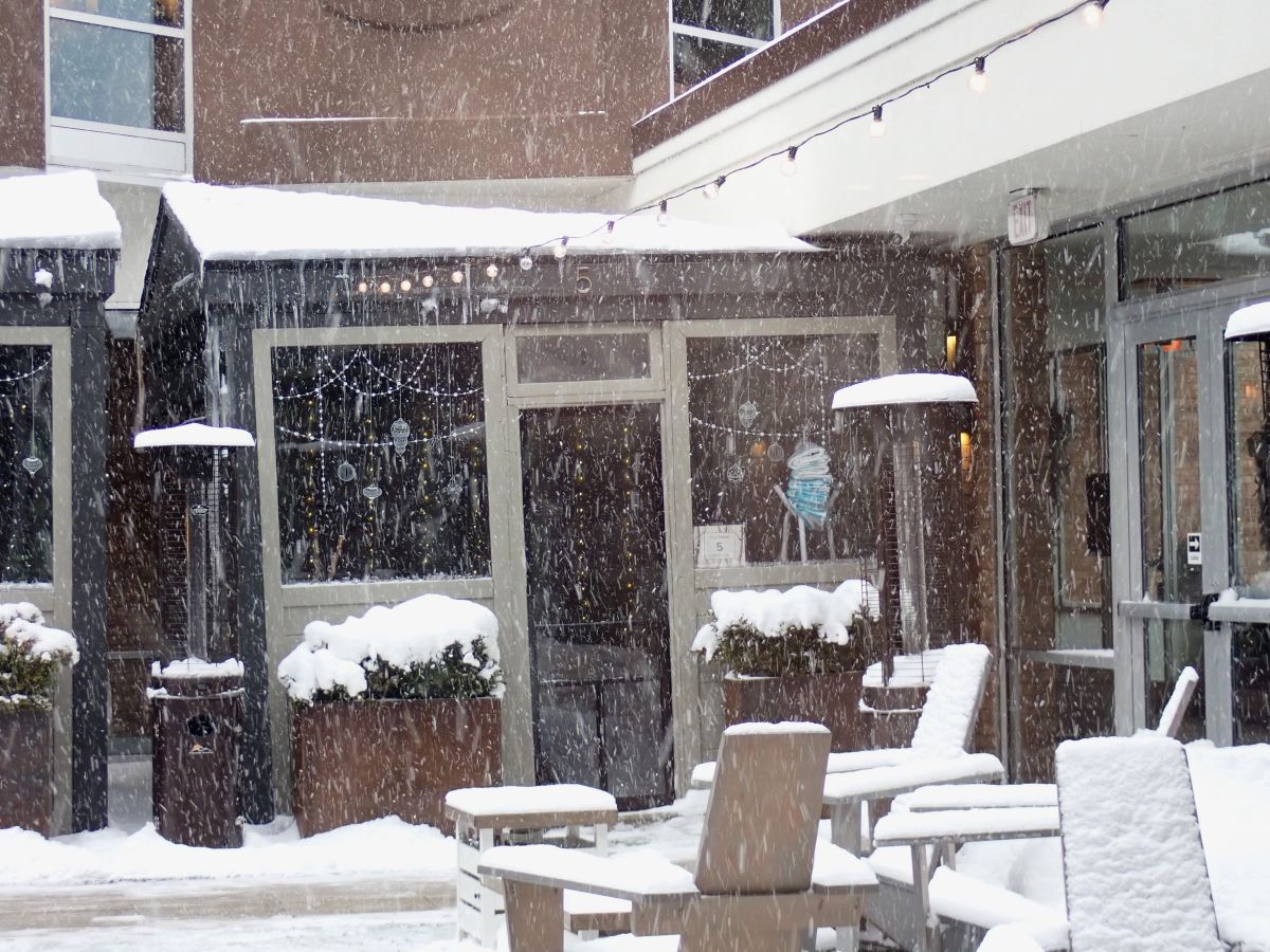 Reserve a poolside cabana at the Delamar in Traverse City and enjoy a snowy day!