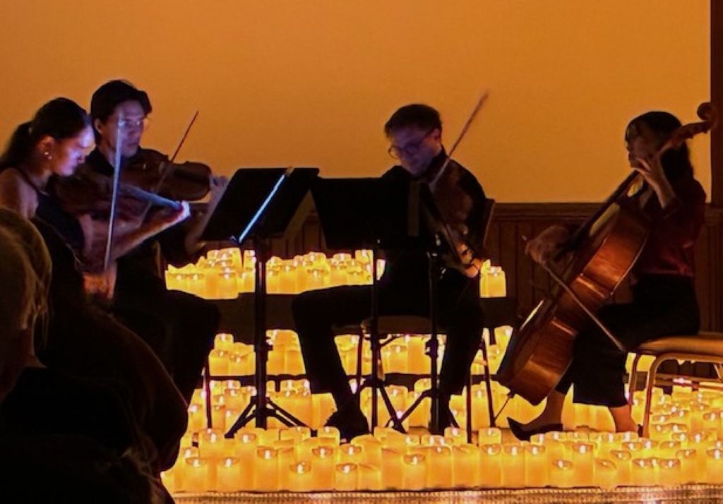 A string quartet performs during a Candlelight Concert at Kirkbride Hall in Traverse City