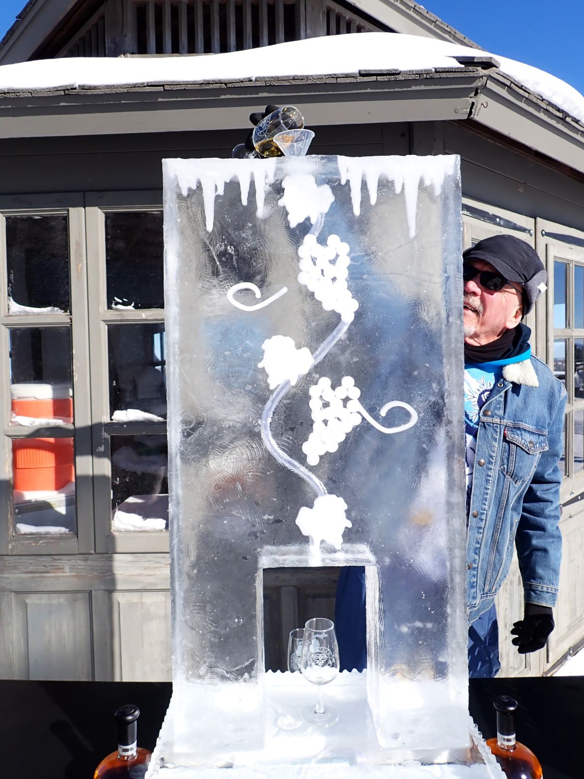Ice wine poured through the Ice Luge at Chateau Chantal's Ice Wine Festival