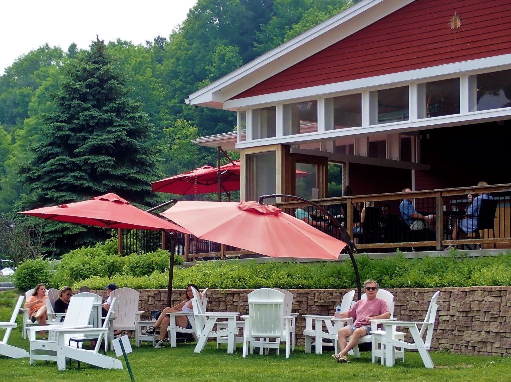 Relaxing on the lower lawn at Black Star Farms winery in Suttons Bay, Michigan