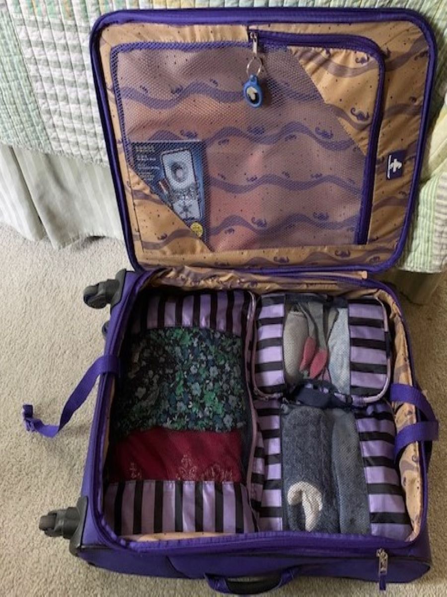 Clothing in packing cubes stays organized and wrinkle-free