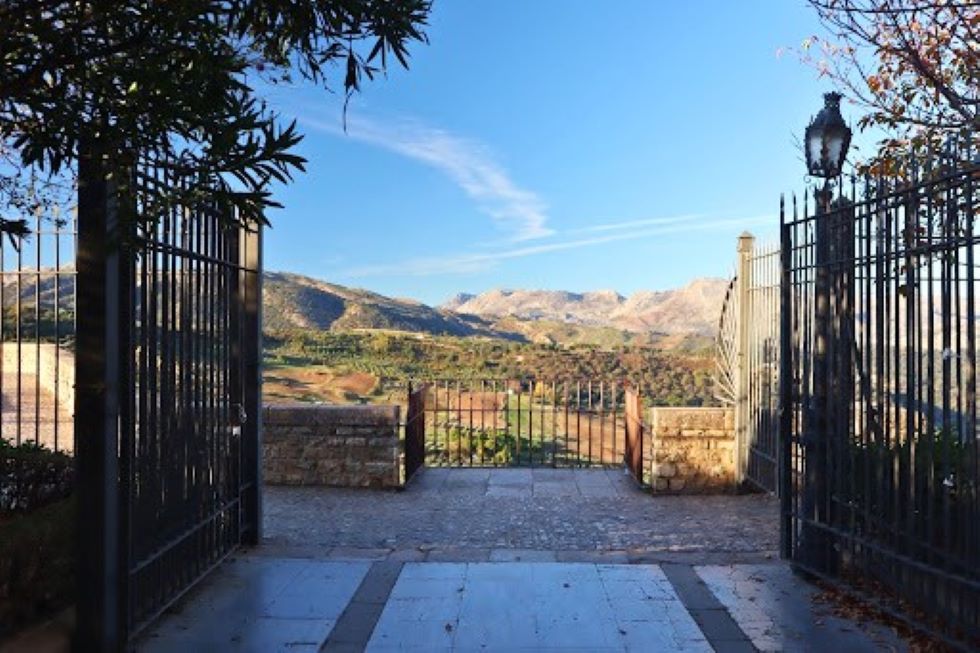 Entrance to the Alameda del Tajo viewpoint in Ronda, Spain