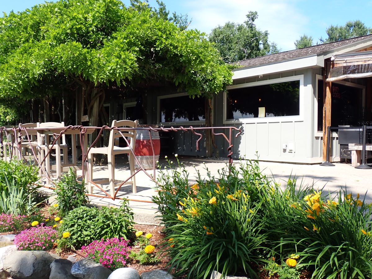 An old horse stable at Bowers Harbor Vineyard has been converted into their tasting room.