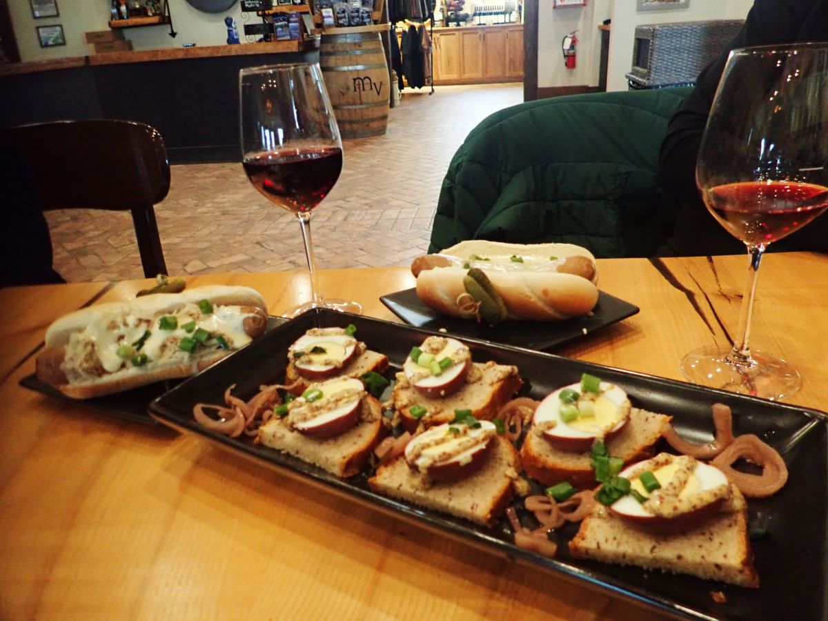 Enjoy small plates like Mari Vineyard's brats and deviled eggs