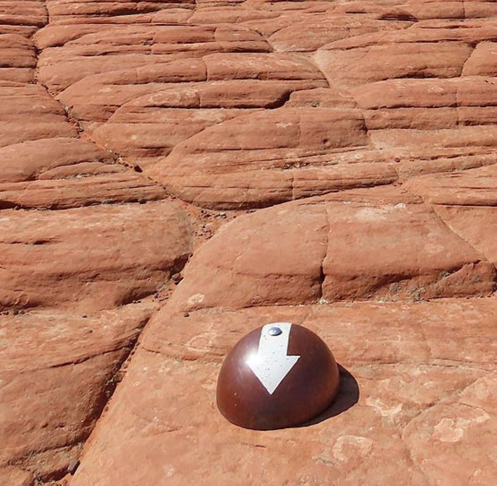 Trail marker along the Petrified Sand Dunes hike