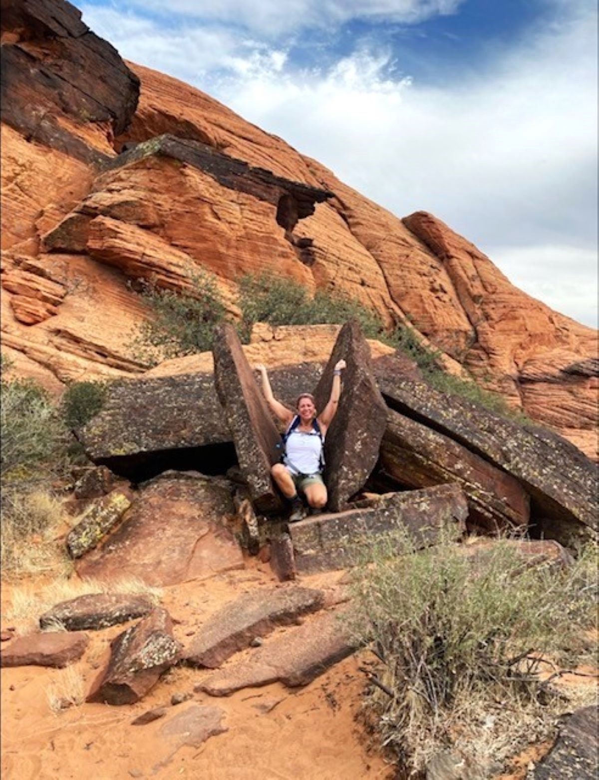 Two triangular-shaped rocks resemble butterfly wings, giving the Butterfly Trail its name.