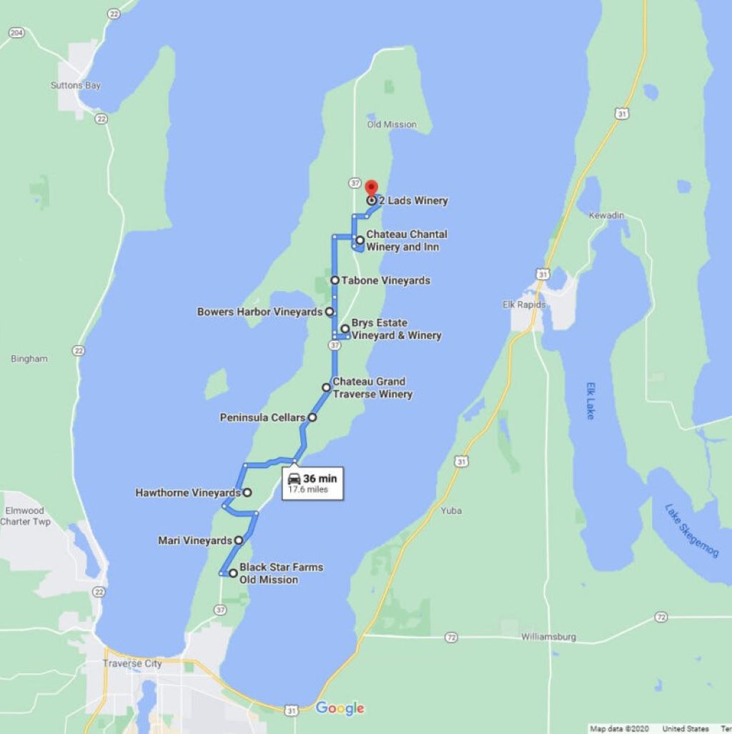 Map courtesy of Old Mission Peninsula Wine Trail