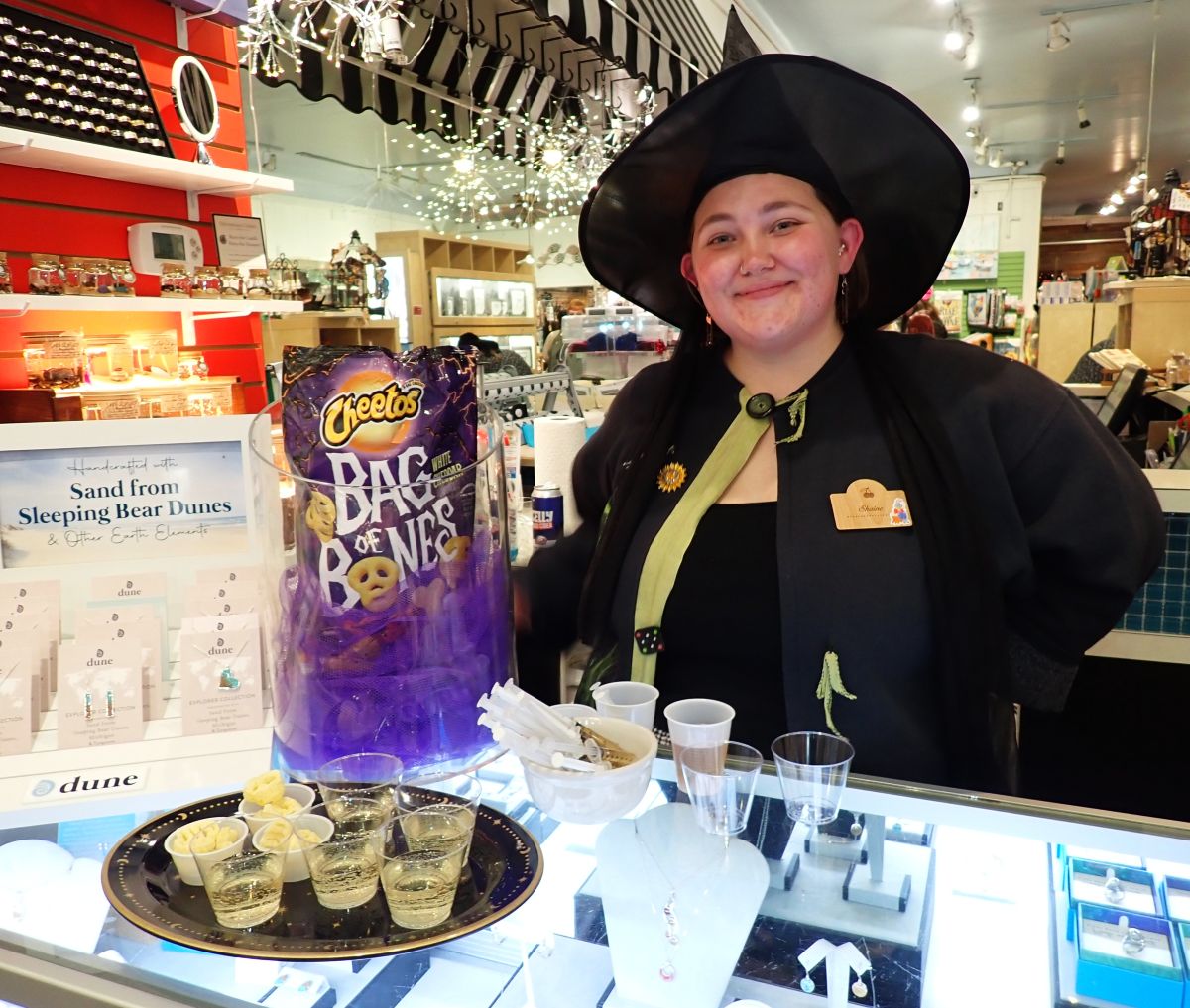 Downtown local merchants welcome witches with Halloween-themed snacks and festive mocktails during Traverse City's Witches Night Out.