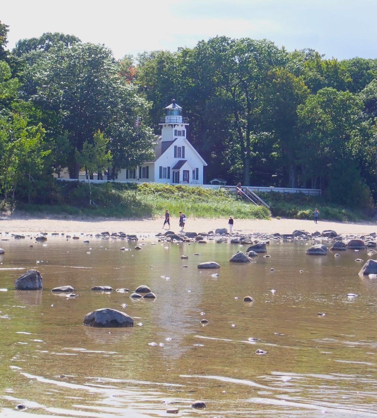 View of the Mission Pont Lighthouse at the tip of Traverse City's Old Mission Peninsula.