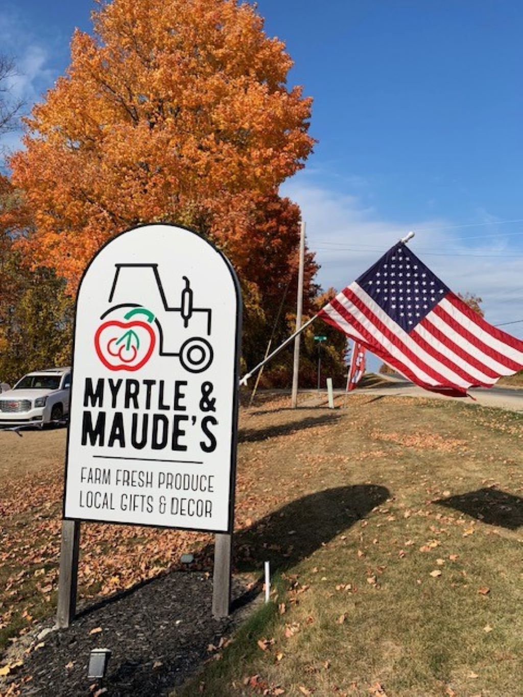 Myrtle & Maude's is a family-friendly farm market near Traverse City that is a great place to visit in the fall.