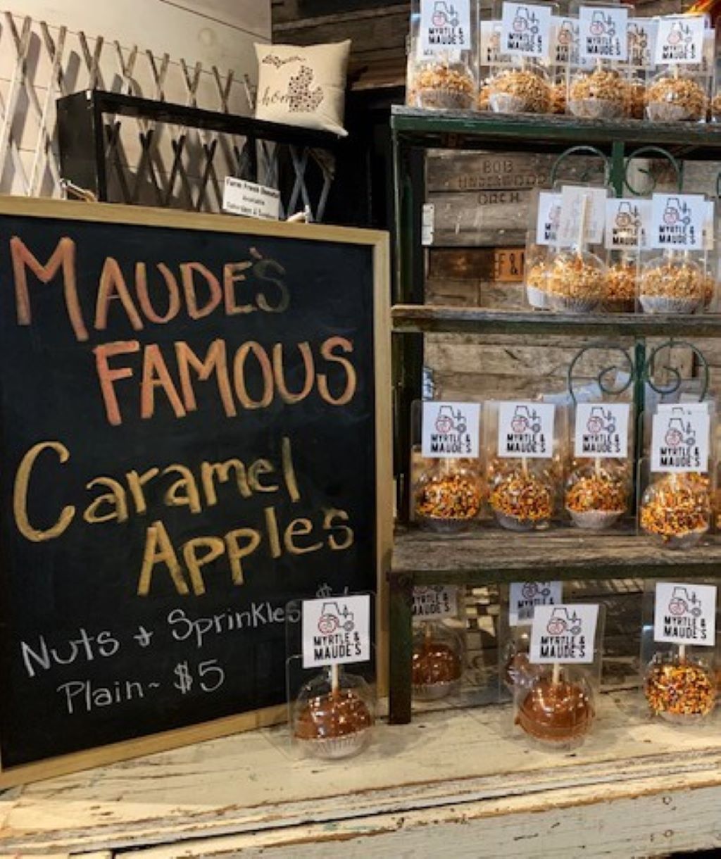 Biting into one of Myrtle & Maude's caramel apples is a fall treat!