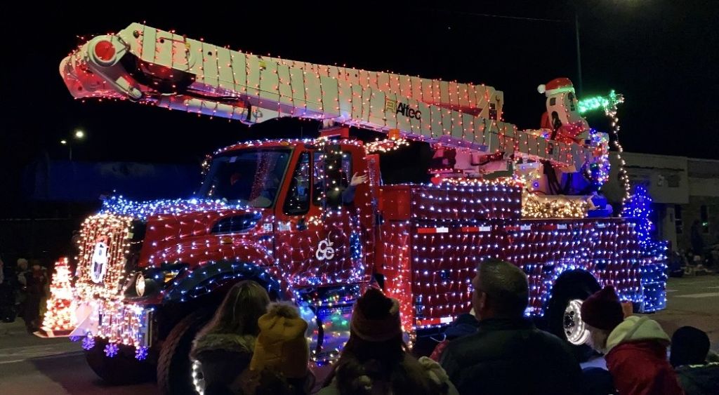 A truck all decked out for Traverse City's Light Parade