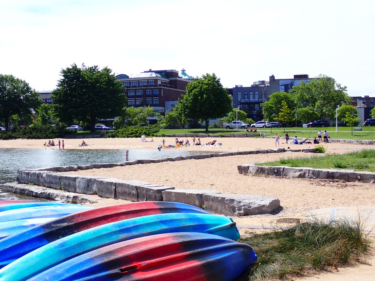 Enjoying the waterfront at Clinch Park in Traverse City.