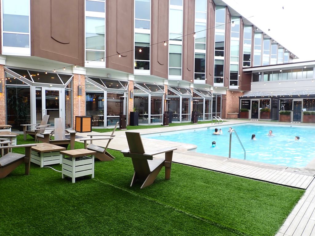 The Delamar Hotel in downtown Traverse City has on outdoor pool that is heated year round.