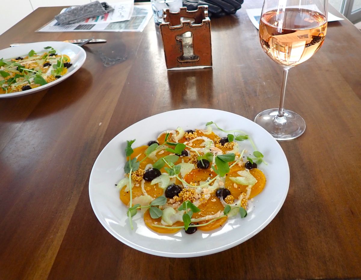 A salad created by Brengman Family Winery's Café Exalt: Roasted Golden Beet Carpaccio