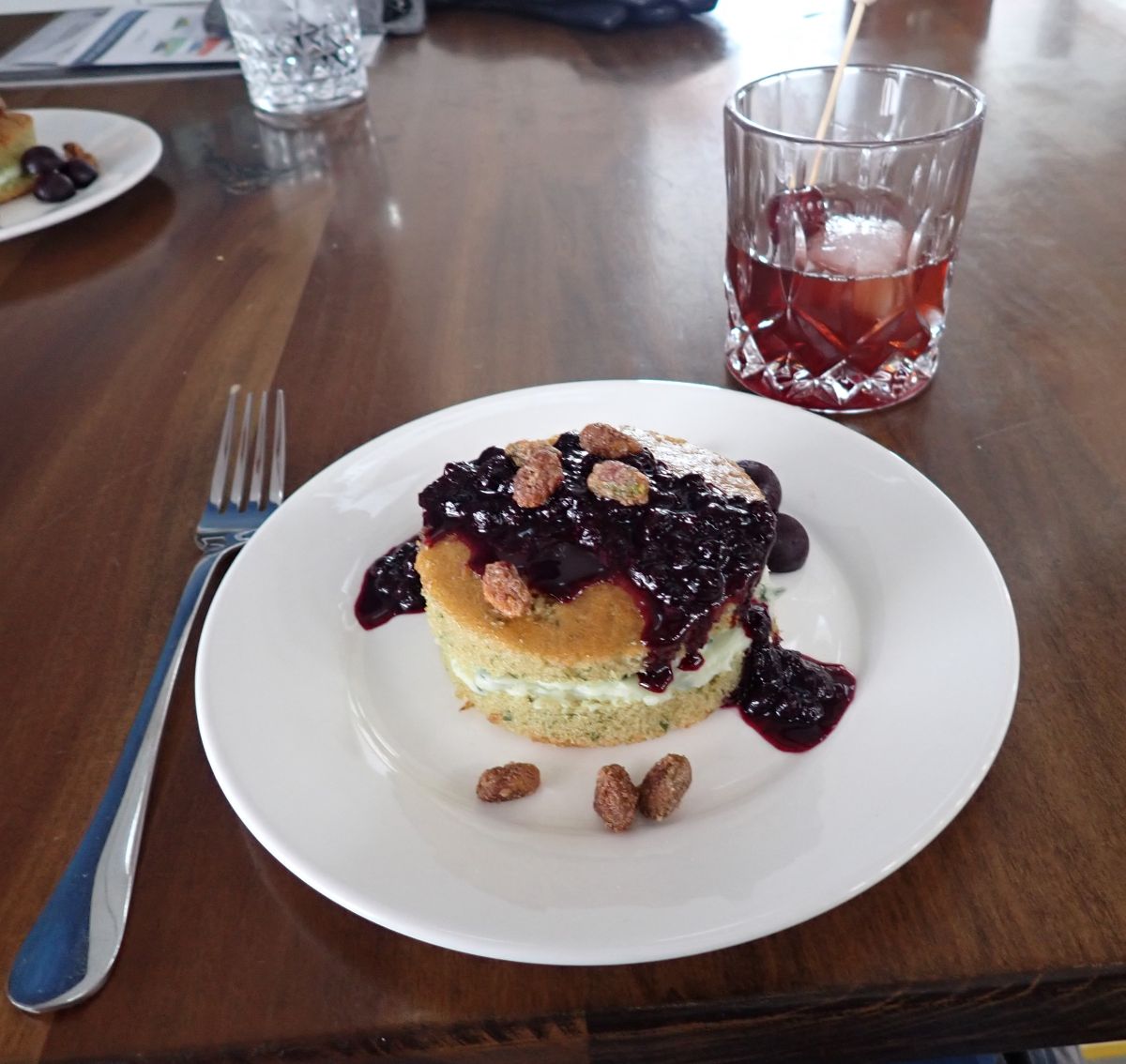 A special dessert at Brengman Family Wine's Café Exalt: basil olive oil cake