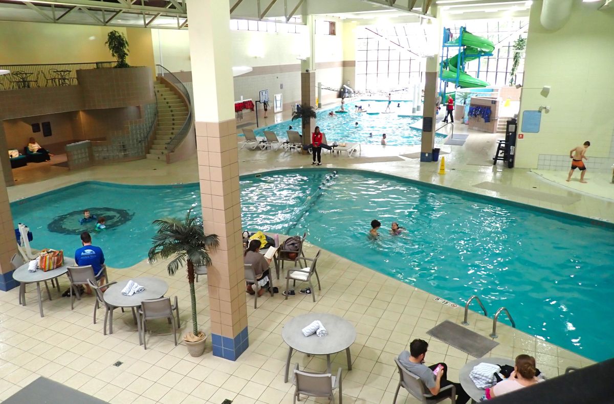Enjoying the indoor pool area at the Grand Traverse Resort in Traverse City