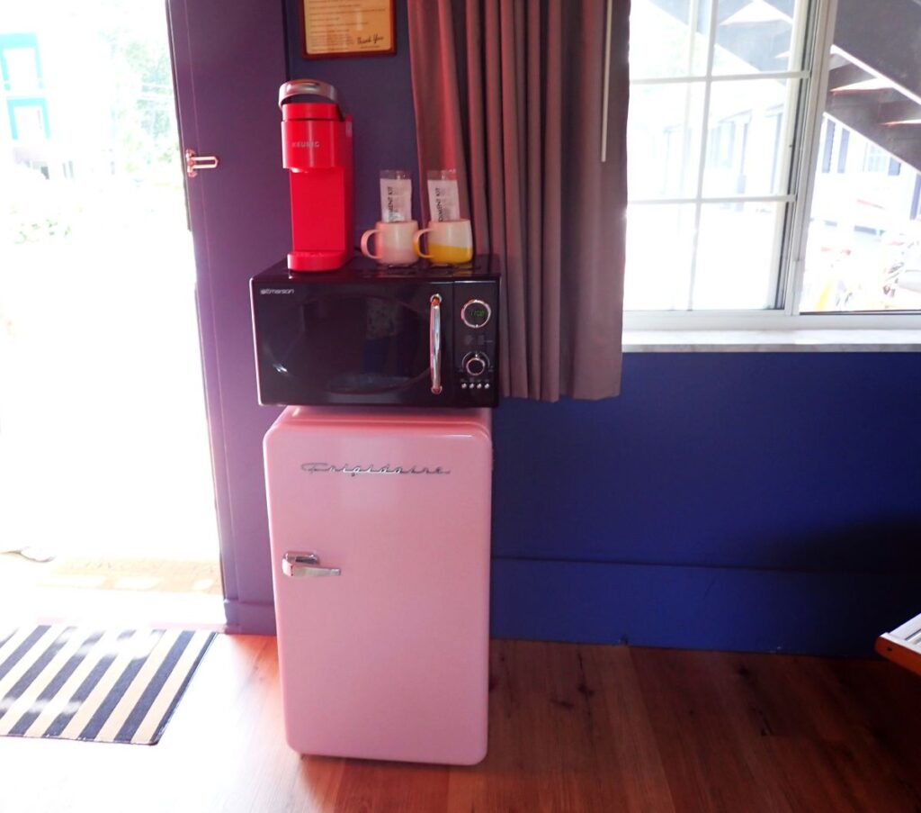 The Sierra motel in Traverse City has many unique touches, including pink Frigidaire refrigerators in guest rooms!