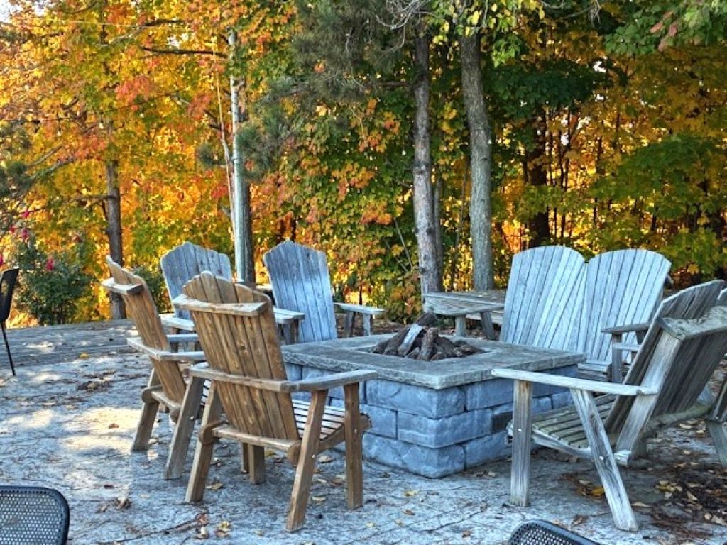 If it is cool out, head to the outdoor fire pit when visiting 2K Farms along the Leelanau Peninsula Wine Trail.