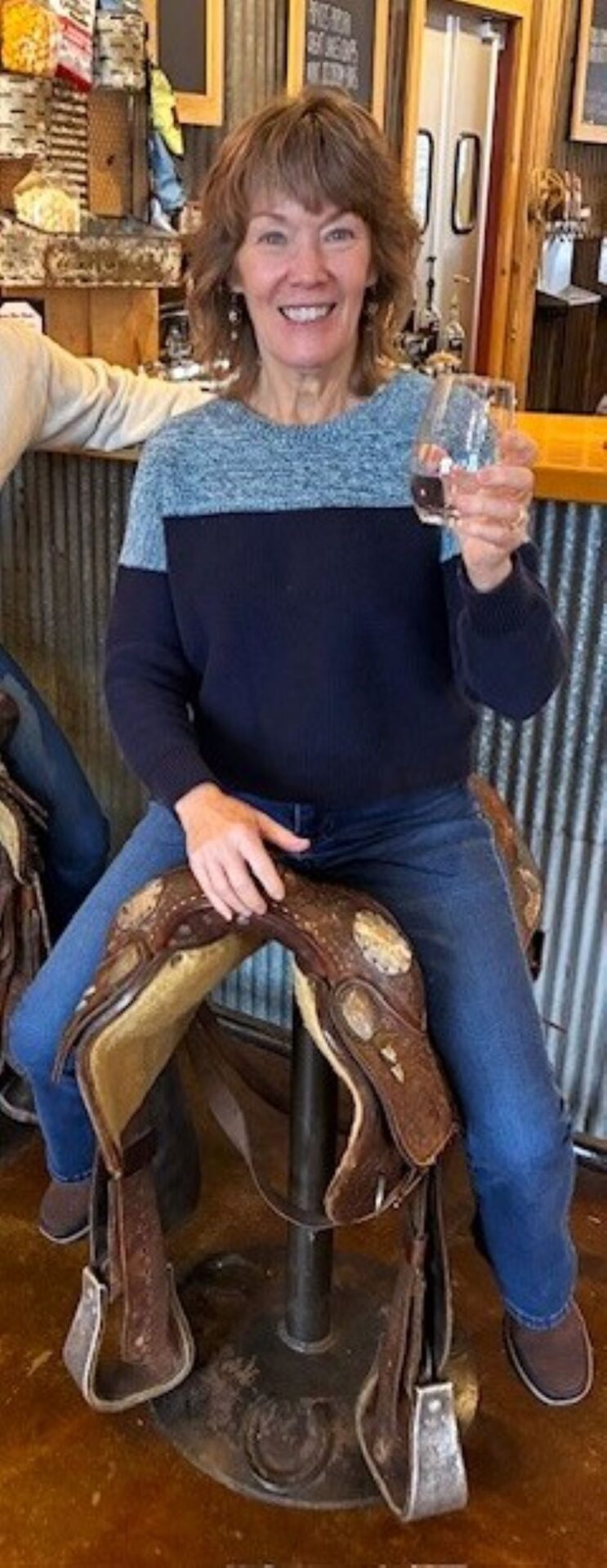 The tasting room at 45 North features bar stools designed with actual saddles.