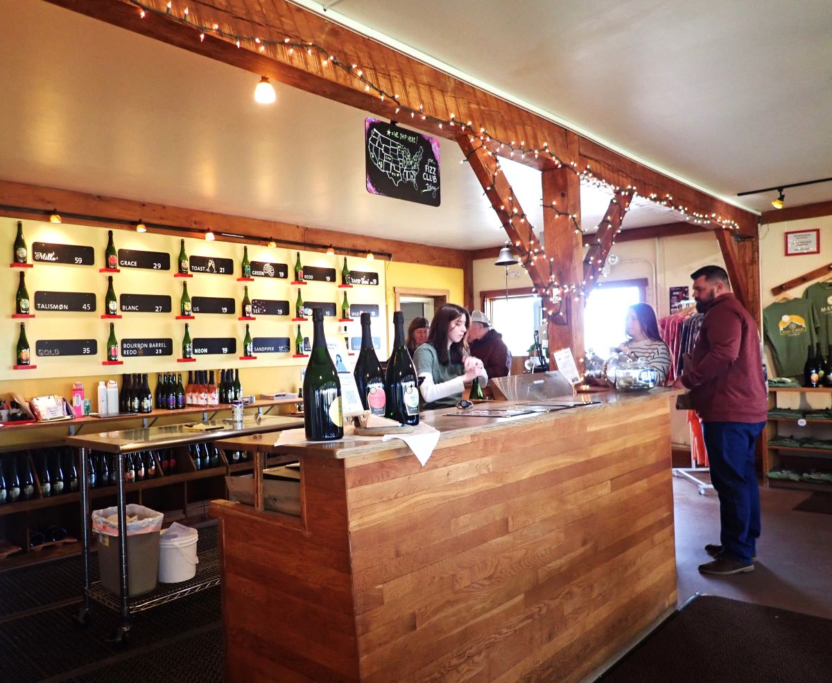The tasting room bar at Mawby Sparkling Wines
