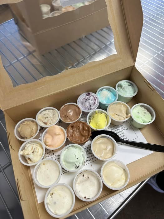 During the annual Moomer's Staff Flavor Contest, you can buy a tasting flight of  the new flavors that the staff has created. 